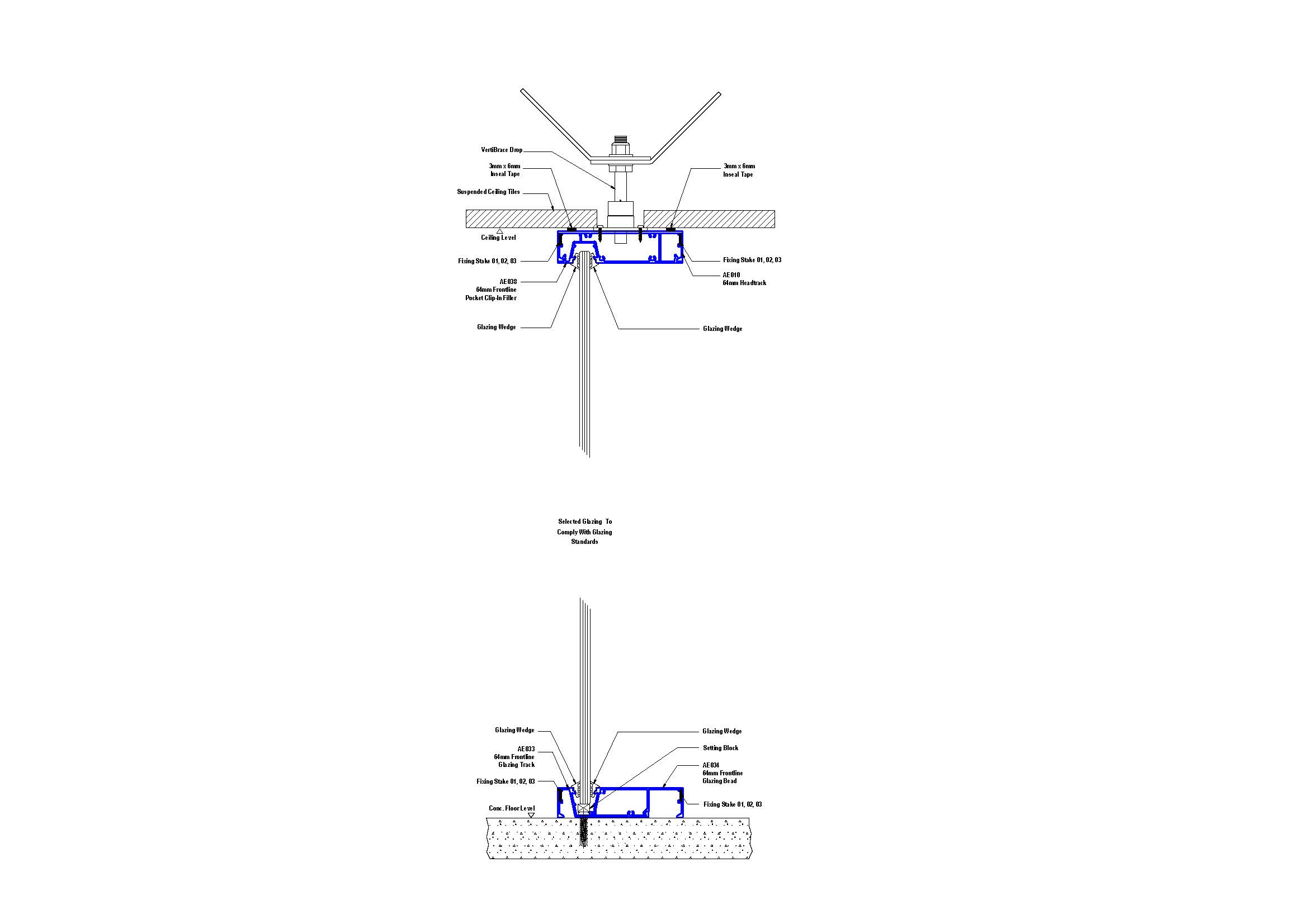 F64-04 64mm Full Height Glazing Section